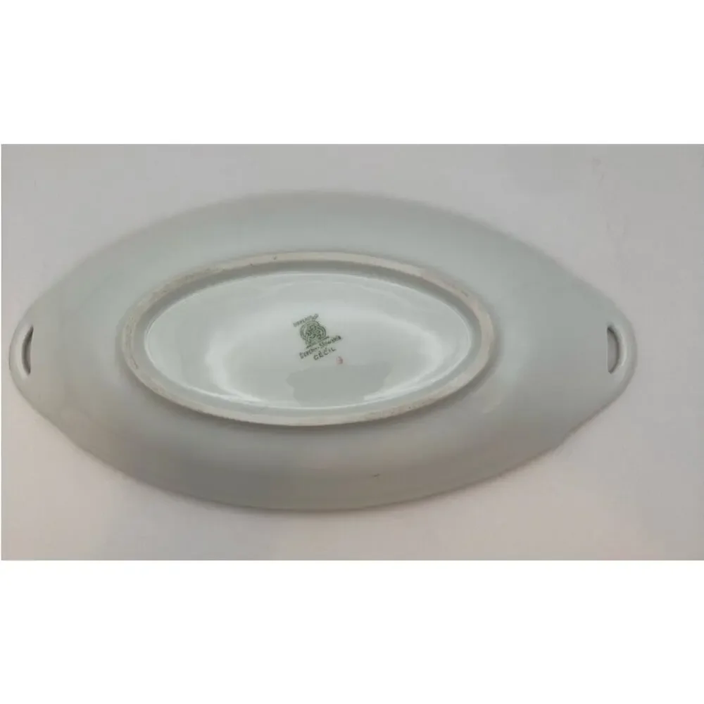 VTG Bohemia Ceramic Works Cecil Pattern Small Oval Au Gratin Dish Czechoslovakia